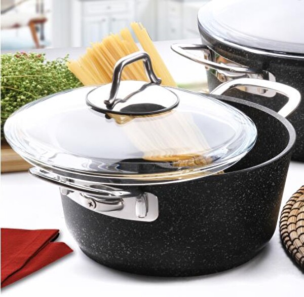 Falez Black Line Granit Döküm 24 CM Derin Tencere FLZ-BLCKLN-24DRN