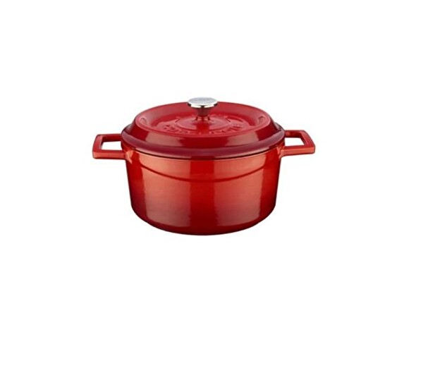 Lava Trendy Yuvarlak 28 CM Demir Döküm Kırmızı Derin Tencere LV Y TC 28 K2 R