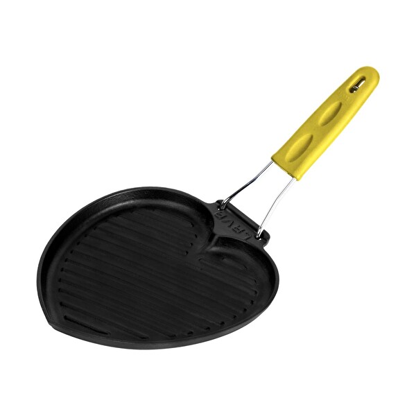 Lava Love Serisi 22x23 CM Silikon Tel Saplı Döküm Sığ Sarı Izgara Tavası LV ECO GT 21 T26 LOVE-1 YL