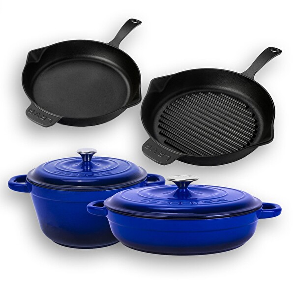 Lava 4x New Heritage Serisi Mavi Döküm Demir Tencere Tava Çeyiz Seti LV S ET K37 B