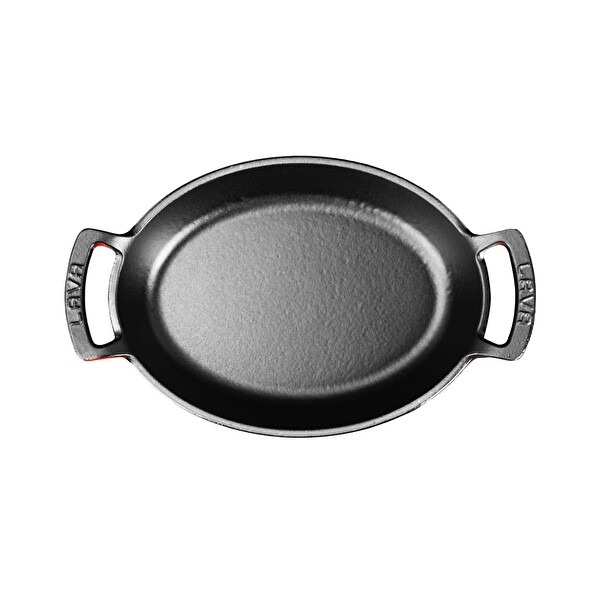 Lava Yekpare 27x20 CM Oval Sahan Döküm Demir Çift Kulplu Kırmızı Tava LV O TV 2720 SHN R