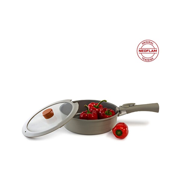 Neoflam Midas 9 Parça Ayrılabilen Saplı İç İçe Geçebilen Gri Tencere Tava Seti 04.157.36.24