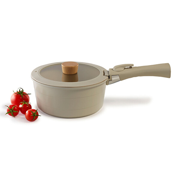 Neoflam Midas 11 Parça Ayrılabilen Saplı İç İçe Geçebilen Bej Tencere-Tava Seti 04.157.31.12
