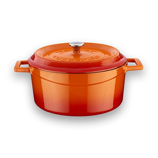 Lava Trendy Serisi 6X Döküm Demir Tencere-Tava Turuncu Çeyiz Seti LV S ET K41 G