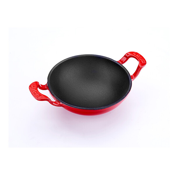 Lava 16 CM Döküm Yekpare Kulplu Kırmızı Mini Wok LV WOK 16 K0 R