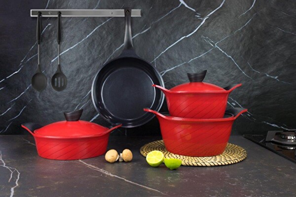 Primanova Anthony Alüminyum 24 CM Kırmızı Derin Tencere