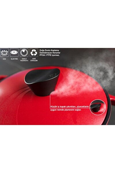 Primanova Anthony Alüminyum 24 CM Kırmızı Sığ Tencere
