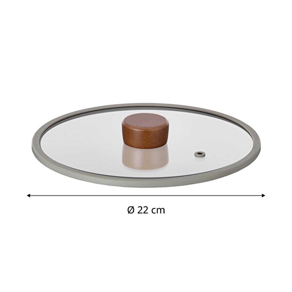 Neoflam Fika Düz Silikon Çerçeveli 22 CM Gri Cam Kapak