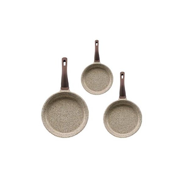 OMS Fry Pan Döküm Granit 20-24-28 CM 3 Parça Kum Beji Tava Seti 3255