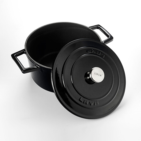 Lava Döküm Folk 20 CM Yuvarlak Siyah Tencere LV Y TC 20 K1 BL