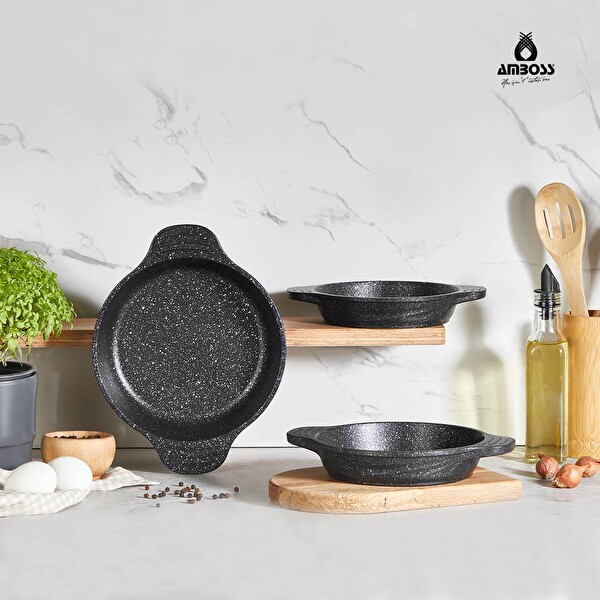 Amboss Beauty 6 Parça Granit Kapaklı Tencere Tava ve Sahan Seti