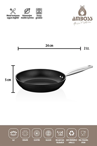 Amboss Dark 2 Parça 24-28 CM Yanmaz Yapışmaz Granit Titanyum Kaplama Tava Seti