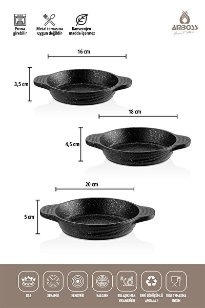 Amboss 18 Parça Class 7 Parça Yanmaz Yapışmaz - 8 Parça Paslanmaz Çelik Tencere Seti - 3 Parça Granit Sahan Seti