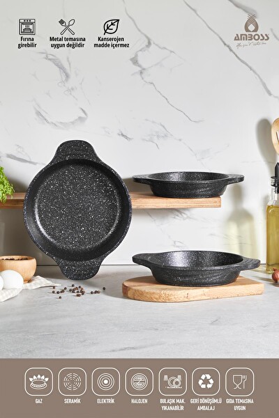 Amboss 18 Parça Class 7 Parça Yanmaz Yapışmaz - 8 Parça Paslanmaz Çelik Tencere Seti - 3 Parça Granit Sahan Seti