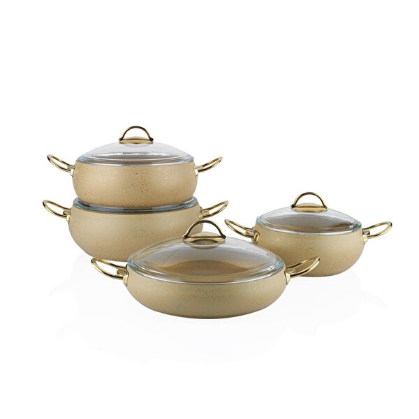 Schafer New Jupiter 8 Parça Granit Krem Tencere Seti 1S3502-22005-KRM01