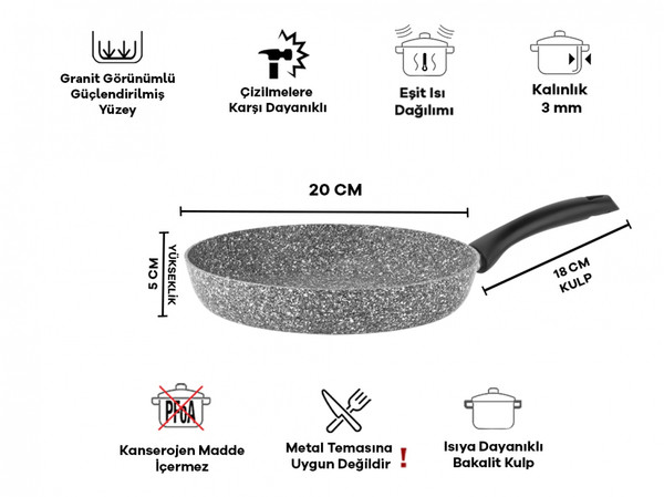 Taç Ultra 20 CM Granit Tava TAC-3467