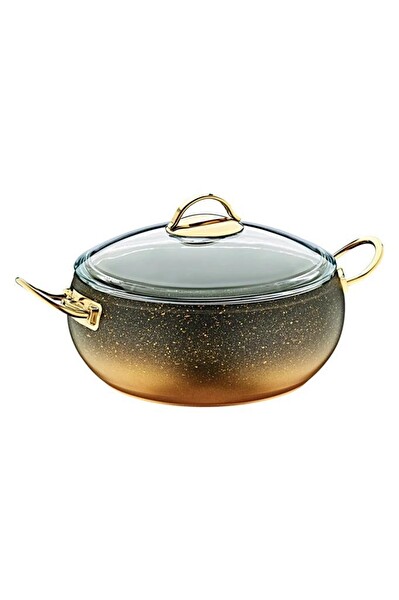 OMS 22x11.5 CM Derin Küre Granit Cam Kapak Gold Tencere 152.3141.00.06-22-GOLD