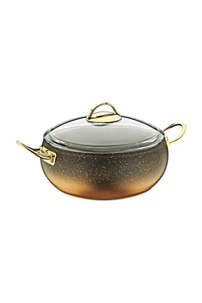 OMS 20x9 CM Derin Küre Granit Cam Kapak Gold Tencere 152.3141.00.06-20-GOLD
