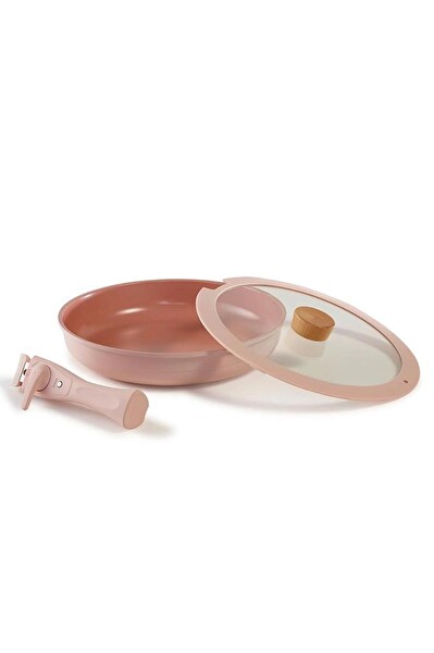 Neoflam Midas 9 Parça Ayrılabilen Saplı İç İçe Geçebilen Pembe Tava Seti D-NEOMDS9I-03