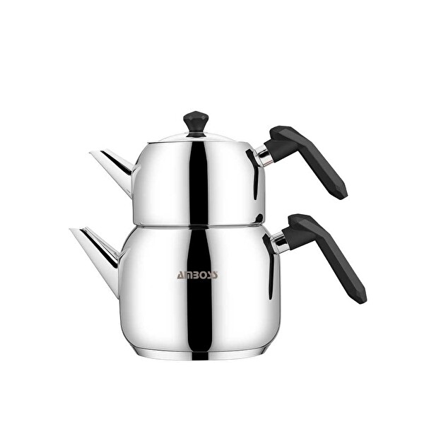 Amboss Opal Paslanmaz Çelik Orta Boy Siyah Çaydanlık OPA-6947