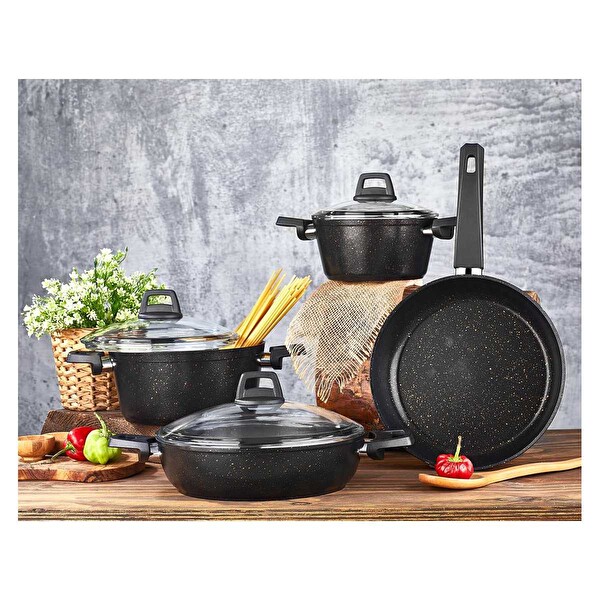 Amboss Orion 7 Parça Siyah Granit Set ORI-8538