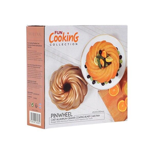 Serenk Fun Cooking Rüzgar Gülü 24 CM Alüminyum Döküm Granit Kaplama Sarı Kek Kalıbı