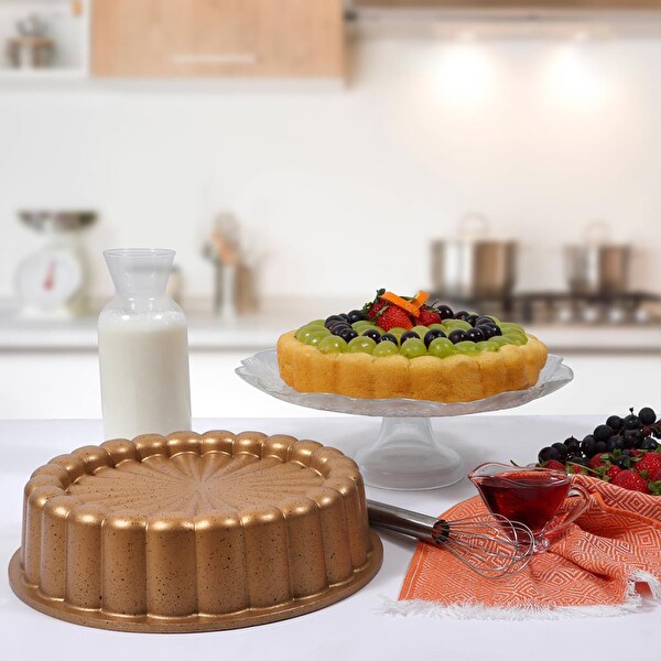Serenk Fun Cooking Papatya 28 CM Alüminyum Döküm Granit Kaplama Sarı Tart Kalıbı