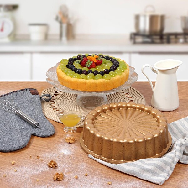 Serenk Fun Cooking Papatya 28 CM Alüminyum Döküm Granit Kaplama Sarı Tart Kalıbı