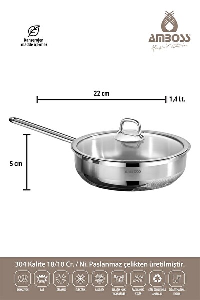 Amboss Saphire Cam Kapaklı Paslanmaz Çelik 4 Parça Tava Seti SAP-1708