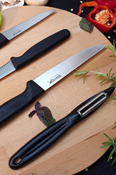 Stevig Cut 4 Fresh 4 Parça Siyah Sebze Soyacak ve Bıçak Seti ST-401