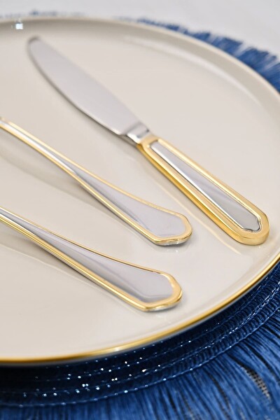 Lugga Mira 6 Kişilik 18 Parça Gold Tatlı Çatal Kaşık Bıçak Takımı