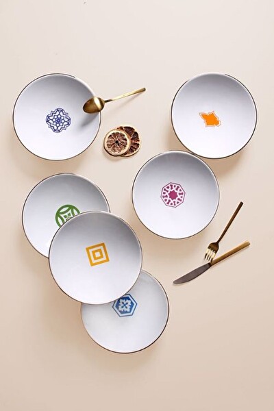 Porland Morocco 6 Kişilik 24 Parça Desenli Karma Renkli Yemek Takımı