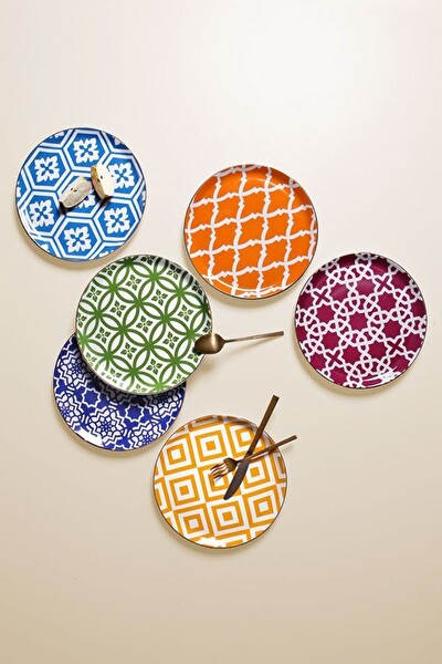 Porland Morocco 6 Kişilik 24 Parça Desenli Karma Renkli Yemek Takımı