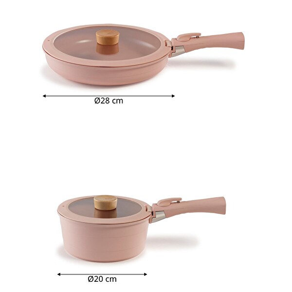Neoflam Midas 6 Parça Pembe Tencere ve Tava Seti D-NEOMDS6I-03