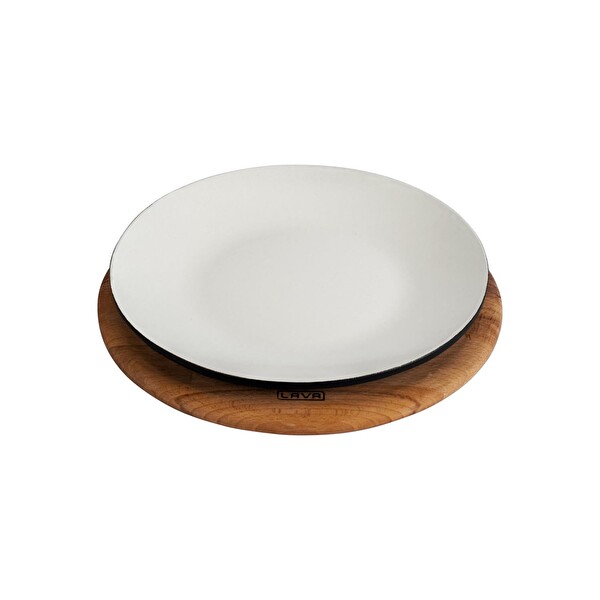 Lava Döküm İç Sable 21 CM Yuvarlak Servis Tabağı ve Kayın Servis Ahşabı LV Y TB 21 SB K4 MAT BL