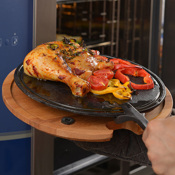 Lava Döküm 26 CM Ahşap ve Döküm Demir Hot Plate Servis Tahtası LV HRC HP 26 AS 260 IR