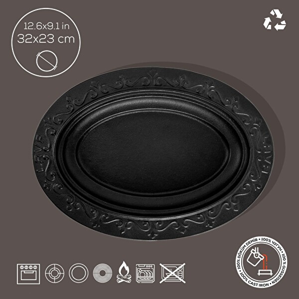 Lava Döküm 32x23 CM Oval Döner - Kebap Tabağı LV ECO O DNR 3223