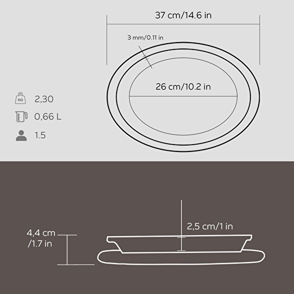Lava Döküm 32x23 CM Oval Döner - Kebap Tabağı ve Kayın Servis Ahşabı LV ECO O DNR 3223 K4