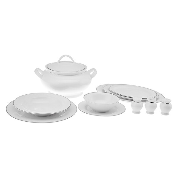 Emsan New Marly Porselen 60 Parça 12 Kişilik Yuvarlak Platin Yemek Takımı