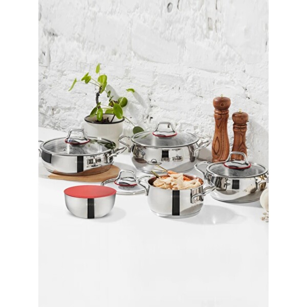 Karaca Emirgan XL 10 Parça Saklama Kaplı Çelik Indüksiyon Tabanlı Tencere Seti