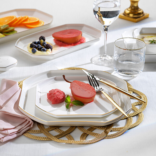 Schafer Graceful Bone 56 Parça Gold Yemek Takımı