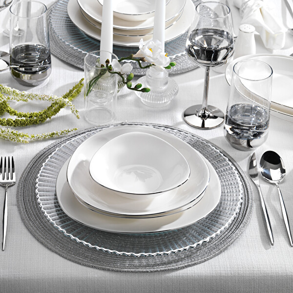 Schafer Dina 56 Parça Platin Yemek Takımı