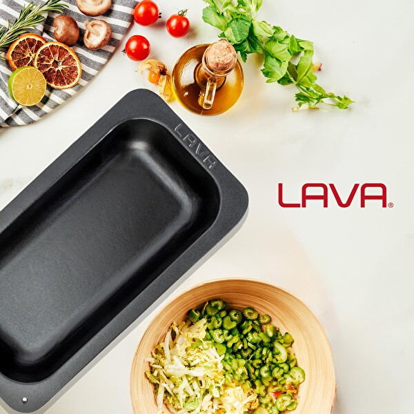Lava Döküm 32x17 CM Dikdörtgen 1/3 Siyah Gastronomi Küvet LV KV 3217 BL