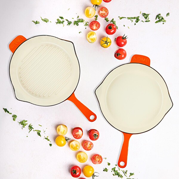 Lava Döküm 2X Edition Serisi Özel Koleksiyon Döküm Demir Tava Seti Turuncu LV SES 28 K2 1-O