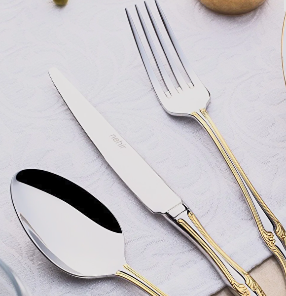 Nehir Lalezar Altın 30 Parça Çatal Kaşık Takımı