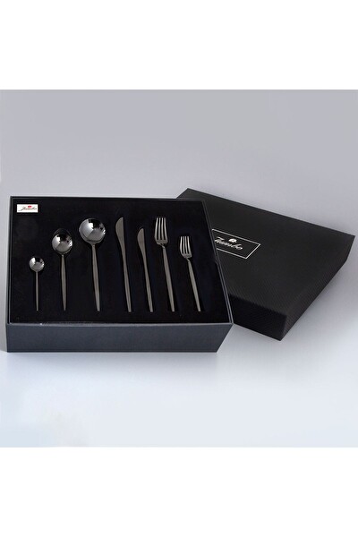 Jumbo 9000 Titanyum Siyah 84 Parça 12 Kişilik Çatal Kaşık Bıçak Seti