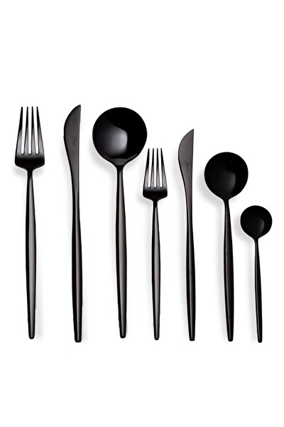 Jumbo 9000 Titanyum Siyah 84 Parça 12 Kişilik Çatal Kaşık Bıçak Seti