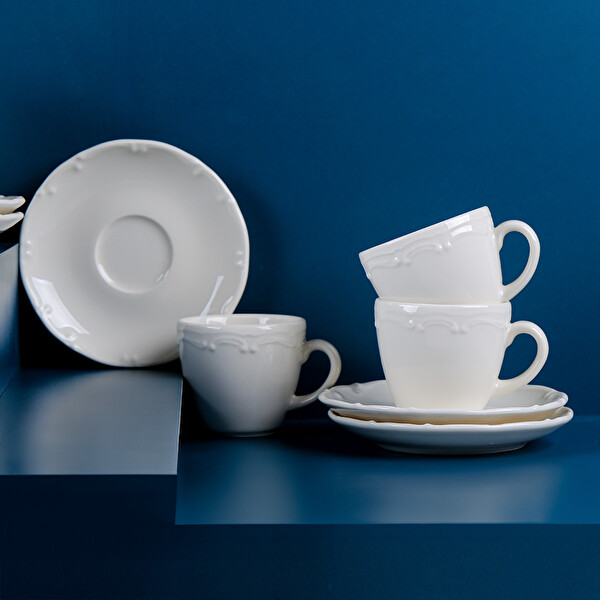 Tulu Porselen Liana 6 Kişilik Türk Kahve Fincan Takımı 90 ML