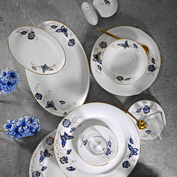 Evaliza Nostalji Kelebek 42 Parça 6 Kişilik Kahvaltı Takımı