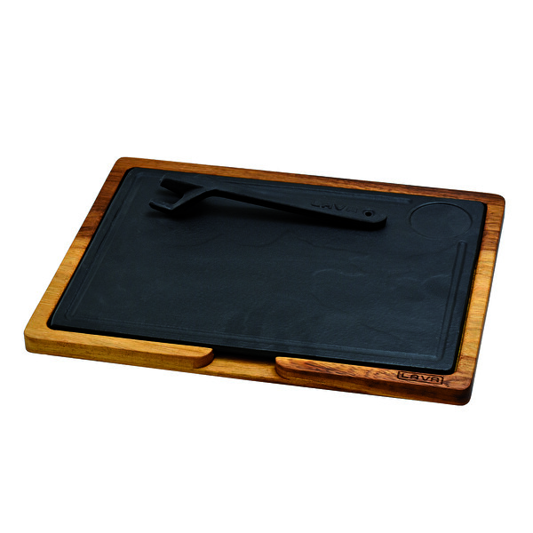 Lava Döküm Ahşap ve Döküm Demir Hot Plate Servis Tahtası 24x33 CM